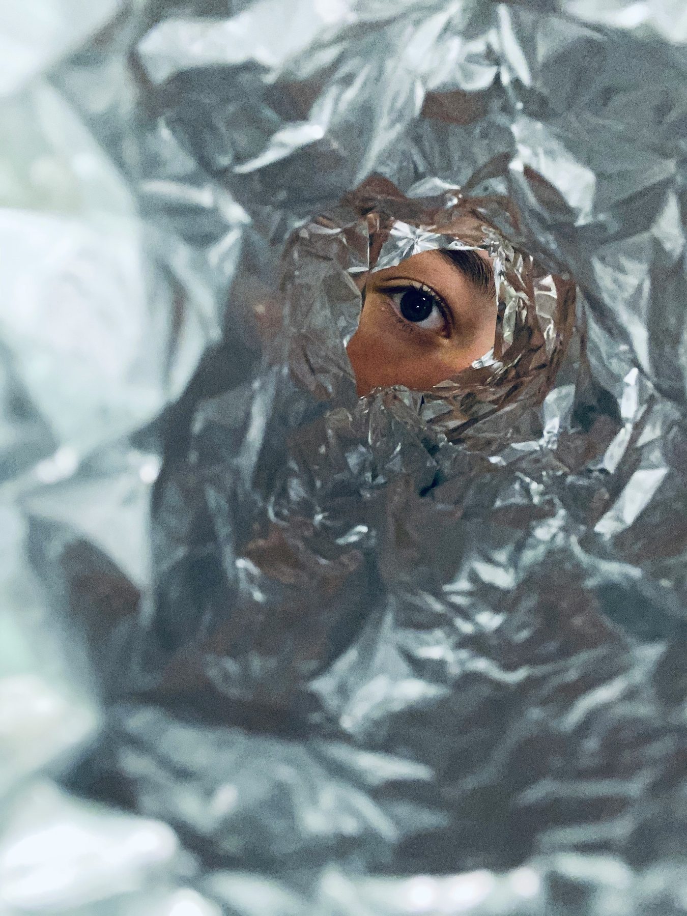 Eye through torn opening