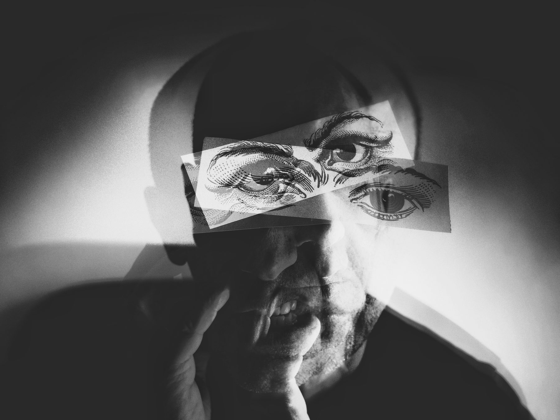 Portrait with false eyes